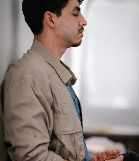 Man focusing on relaxation and mindfulness, represents how TF CBT can help you feel grounded and present.